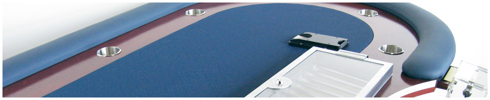 Pokertisch: Rail Cerulean, Racetrack Red Mahogany, Playing Surface Navy